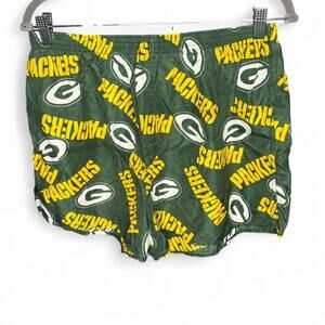 Vintage NFL Green Bay Packers 100% Silk Shorts - Size L - Rare All Over Print
